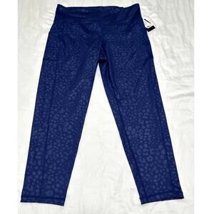 Ideology Womens 7/8 Length Leggings Pants Tartan Blue XL Compression Rapidry New